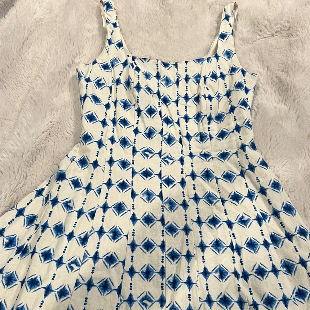 Blue and White Patterned Summer Dress
